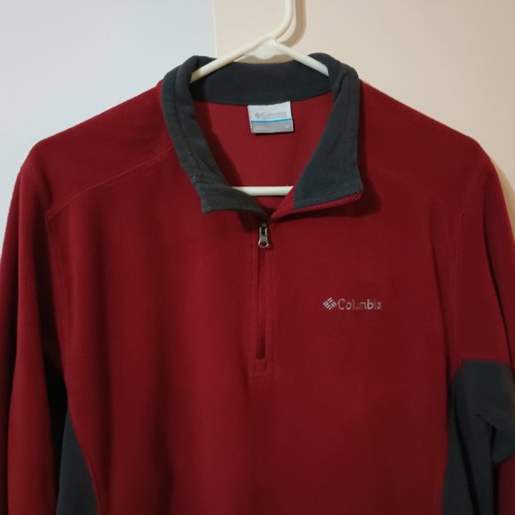 GUC ~ COLUMBIA Men's Maroon & Gray 1/4 Zip Long Sleeve Pullover (Size: Medium) - Picture 2 of 3